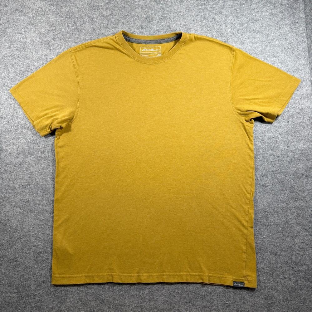 Eddie Bauer Legend Wash T Shirt Mens L Mustard Yellow Crew Neck Short Sleeve